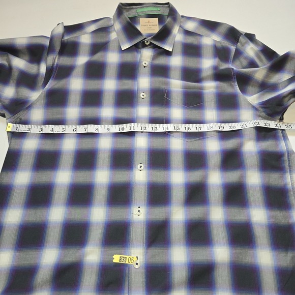 Tommy Bahama Jeans Mens Plaid Purple Black Button Up Long Sleeved Shirt XL Work - Picture 3 of 9